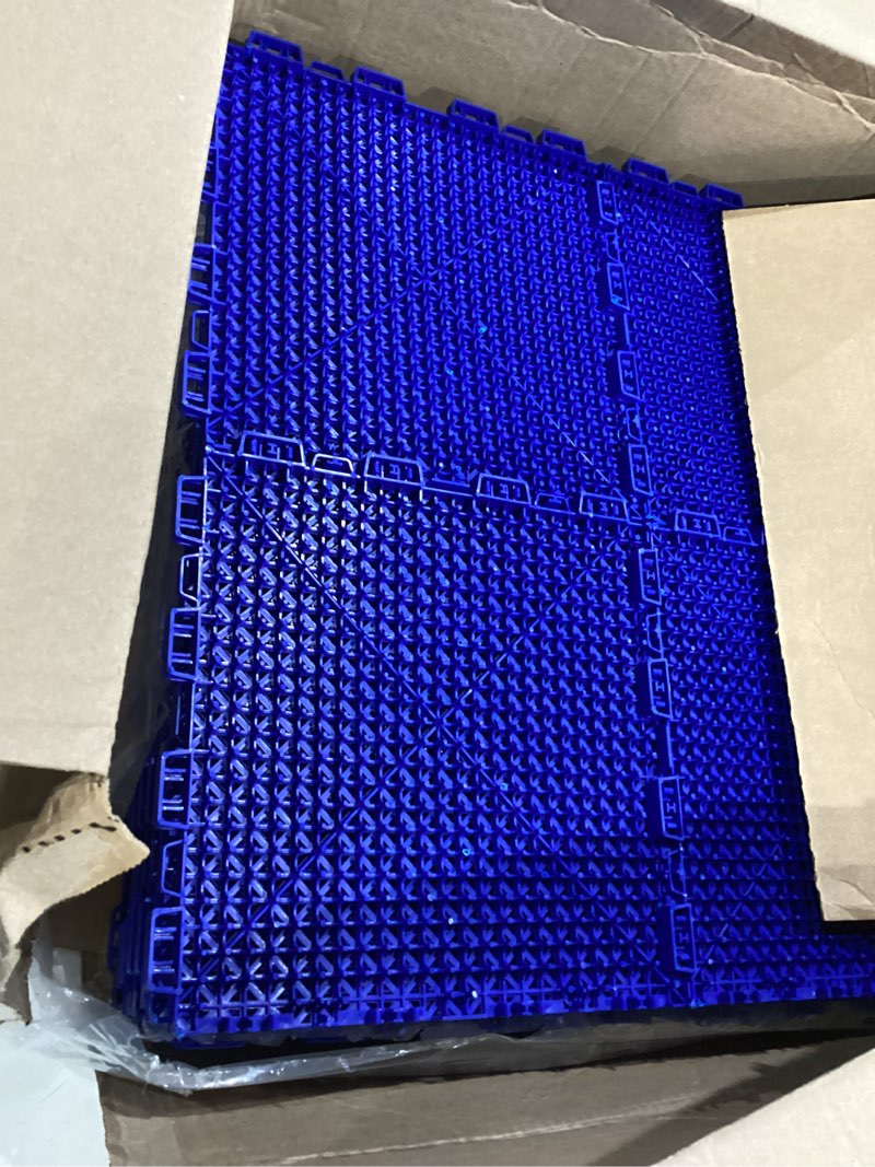 Condition photo showing Good Condition for revtime 12 pcs interlocking rugged grip-loc deck floor tiles 12\"x12\"x5/8\" non-slip with drainage holes deck flooring, patio floor, swimming pool floor - blue