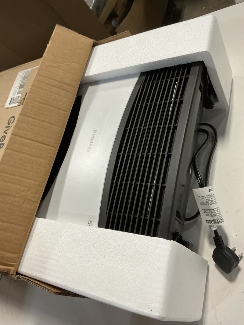 Condition photo showing As Is for givebest smart wall heater, 1500w electric ptc space heaters for indoor use, adjustable thermostat, remote control, compatible with alexa, 24h timer heat for bedroom office home garage rv white
