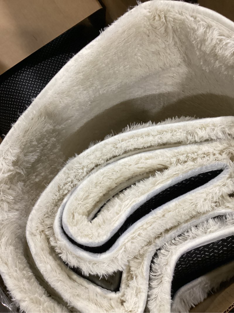 Condition photo showing As Is for similar area rugs for living room, ultra soft fluffy shag floor carpet, modern indoor plush fuzzy rugs for bedroom kids room nursery dorm home decor aesthetic, cream white cream white