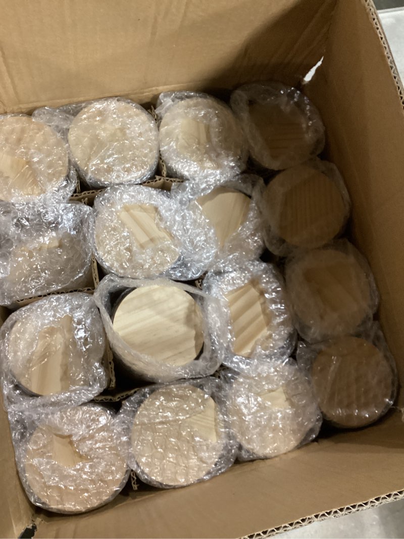 Condition photo showing Good Condition for showin thick candle jars for making candles 16 pcs, 7 oz empty jars with wood lids for candle making, sample container, frosted yellow frosted yellow 7oz