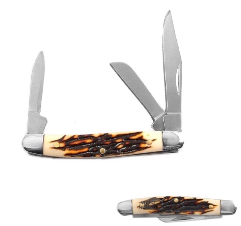 Old Ram Handmade Gentleman's 3 Blade Manual Folding Pocket Collectors-Knife EDC Slim-Sleek Design Imitation Stag