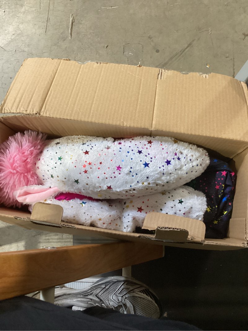 Condition photo showing As Is for happy nappers: pillow & sleepy sack: lg - neil the pink narwhal