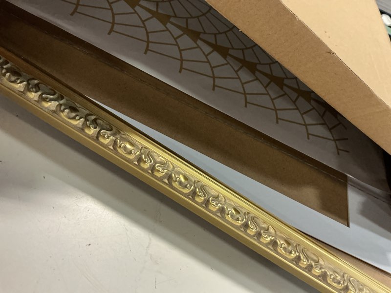 Condition photo showing As Is for violabbey 18x24 picture frame gold, display 16x20 picture with mat or 18x24 without mat, ornate vintage 18 x 24 gold frame for wall decor or tabletop display gold 18x24