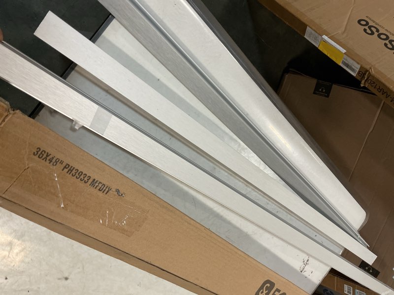 Condition photo showing As Is for Canvas Floater Frame for 36x48 Modern Art Prints Paintings, DIY Metal Canvas Floating Frame with 5/6 Deep for Diamond Paintings Drawings Book Coffee Shop Classroom Artwork (Silver) 36x48" Silver