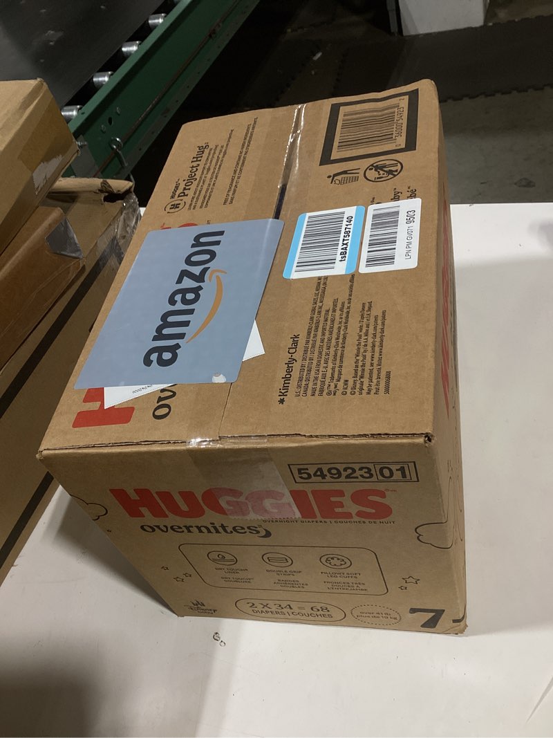 Condition photo showing Good Condition for huggies size 7 overnites baby diapers: overnight diapers, size 7 (41+ lbs), 68 ct (2 packs of 34), packaging may vary size 7 68