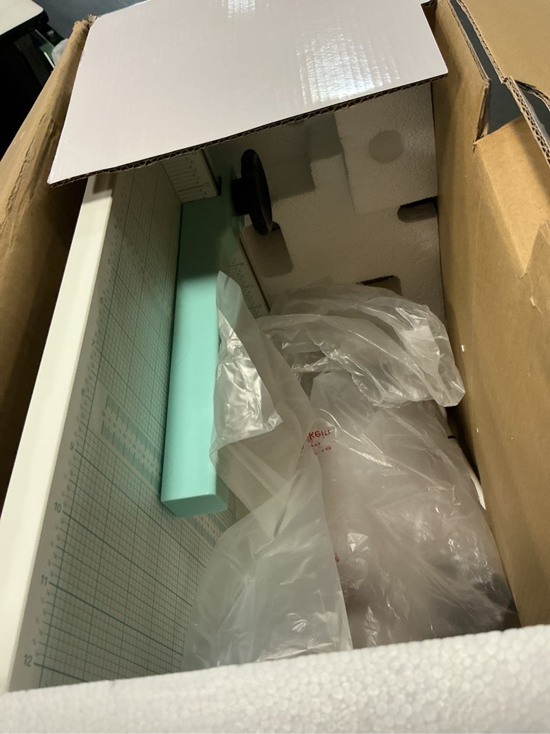 Condition photo showing Good Condition for we r makers cinch stack cutter, heavy duty guillotine paper cutter for 1” thick stacks, precision alignment, easy operation, paper cutter guillotine for scrapbooking, card making, and crafting