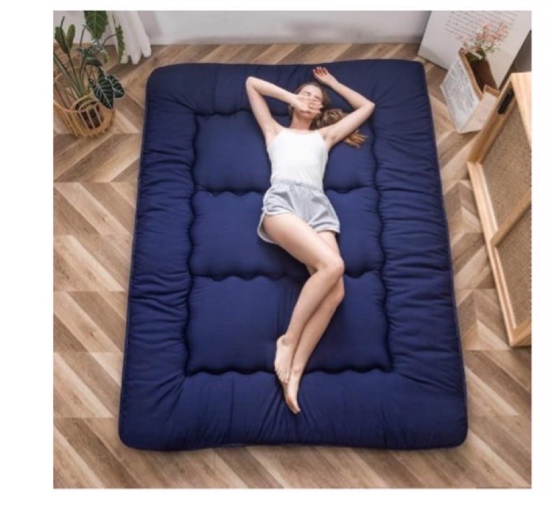 Maxyoyo floor futon mattress MAXYOYO Japanese Floor Mattress Futon Mattress, Thicken Tatami Mat Sleeping Pad Foldable Roll Up Mattress Boys Girls Dormitory Mattress Pad Kids Floor Lounger Pillow Bed, Navy, Full