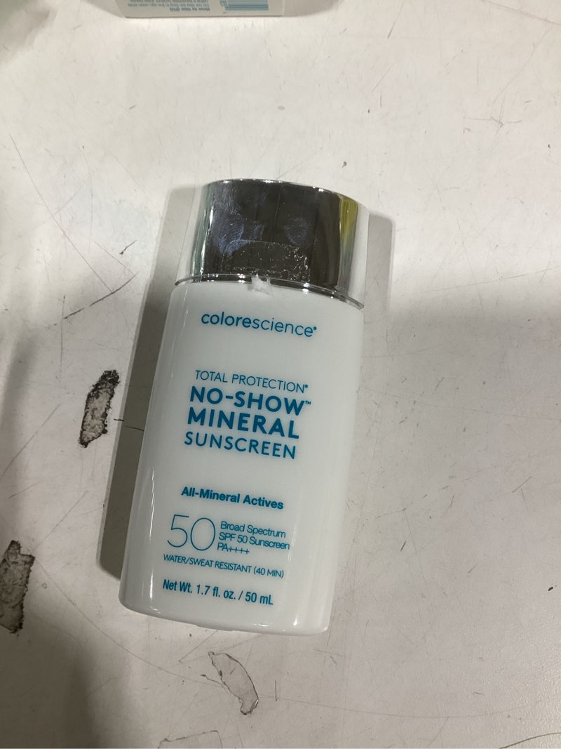Condition photo showing As Is for Colorescience Total Protection™ No-Show™ Mineral Sunscreen SPF 50, 100% Invisible all-mineral sunscreen for all skin tones & types 1.7 Fl Oz (Pack of 1)