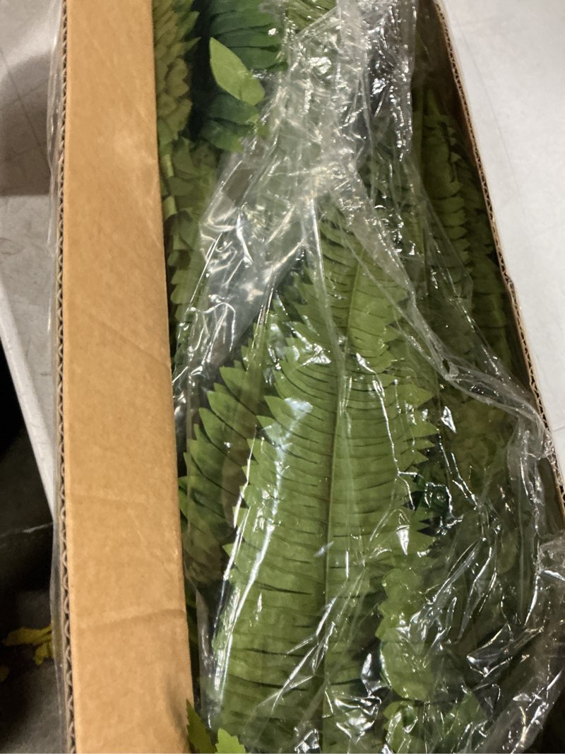 Condition photo showing Good Condition for cqure 50" large fake fern artificial ferns for outdoors,96 branches set of 2 realistic artificial boston ferns bush plant for indoor outdoor garden porch decor 50" 96 leaves-2pc