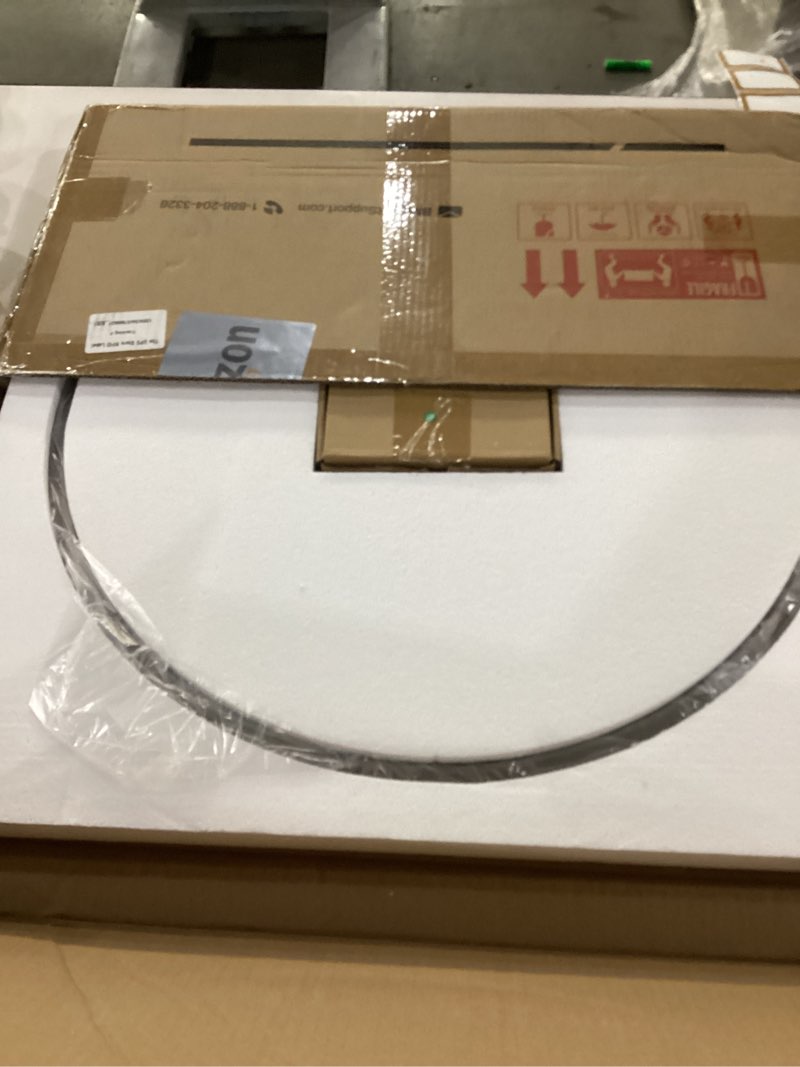 Condition photo showing New/Like New for TokeShimi 24 Inch Circle Bathroom Mirror Brushed Nickel, Tempered Round Wall Mirror, Shatterproof 24x24 Hanging Wall Mirrored Farmhouse for Bedroom, Entryway, Restroom, Vanity, Living Room 24"L x 24"W Brushed Nickel