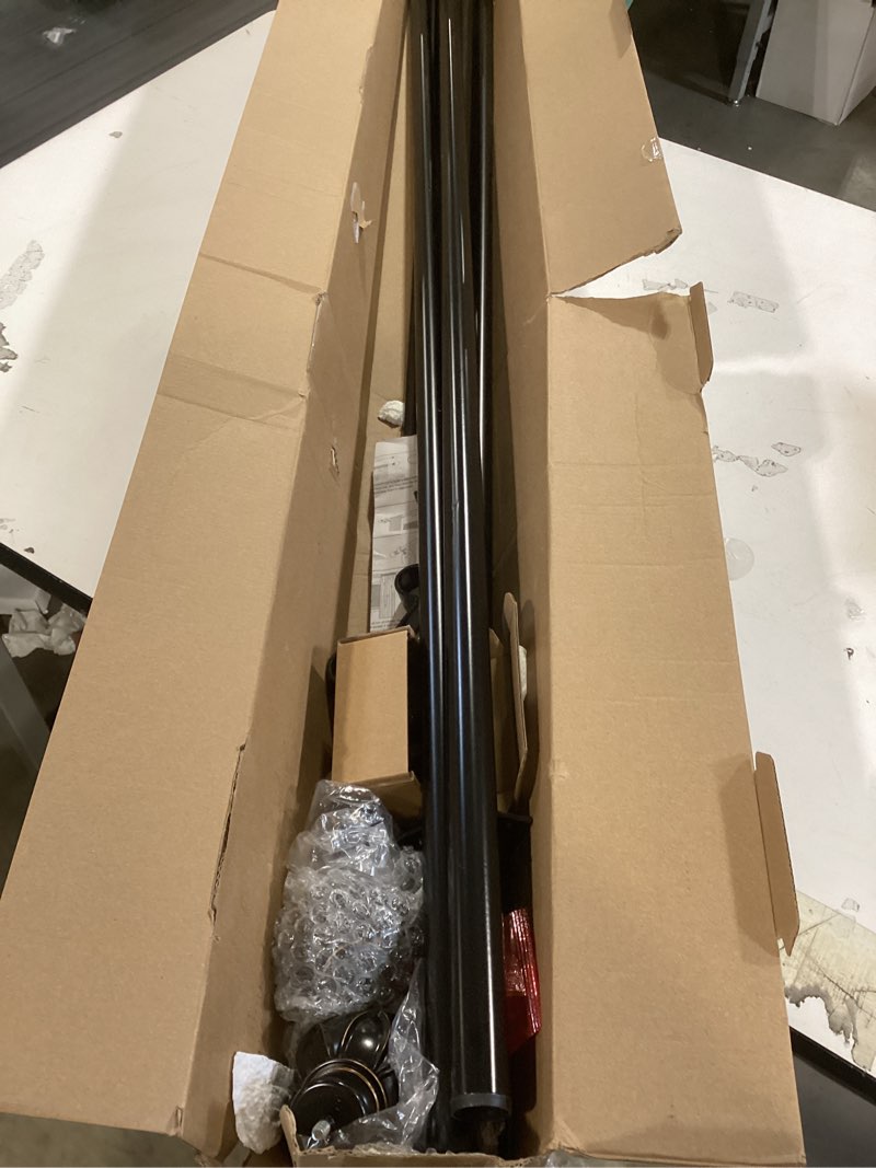 Condition photo showing Good Condition for KAMANINA 1 Inch Double Curtain Rods for Windows 72 to 144 Inches (6-12 Feet), Black Heavy Duty Double Curtain Rod, Telescoping Drapery Rod with Netted Texture Finials Black 72-144"