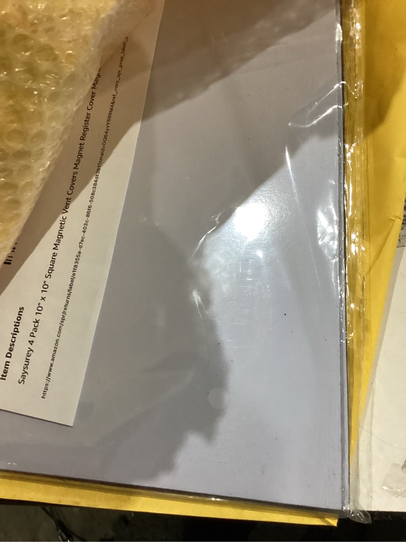 Condition photo showing Good Condition for 4 Pack 10" x 10" Square Magnetic Vent Covers Magnet Register Cover Magnetic Vent Blocker for Wall, Ceiling, Home, Floor, HVAC, RV, AC, Heater, Office, Fit Steel Only, Complete Seal (White) 10" x 10" White