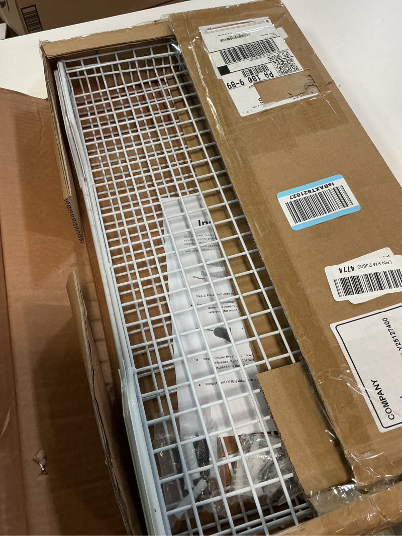 Condition photo showing Good Condition for WALMANN 2 Pack Garage Wall Shelf, 23.5" x 12" Wall-Mounted Storage Shelves for Garage, Closet, Laundry Room, Heavy Duty Floating Shelving, Holds Up to 65 lbs(White)