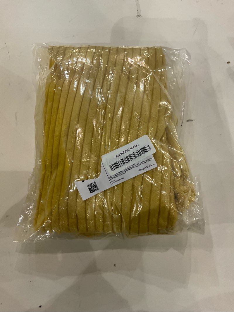 decorUhome Corduroy Mustard Yellow Throw Pillow Covers 22x22 Set of 2 Decorative Soft Boho Farmhouse Euro Couch Pillow Covers for Living Room Bed Sofa Broadside Striped Pillow Cases Mustard Yellow 22" x 22" (Pack of 2)