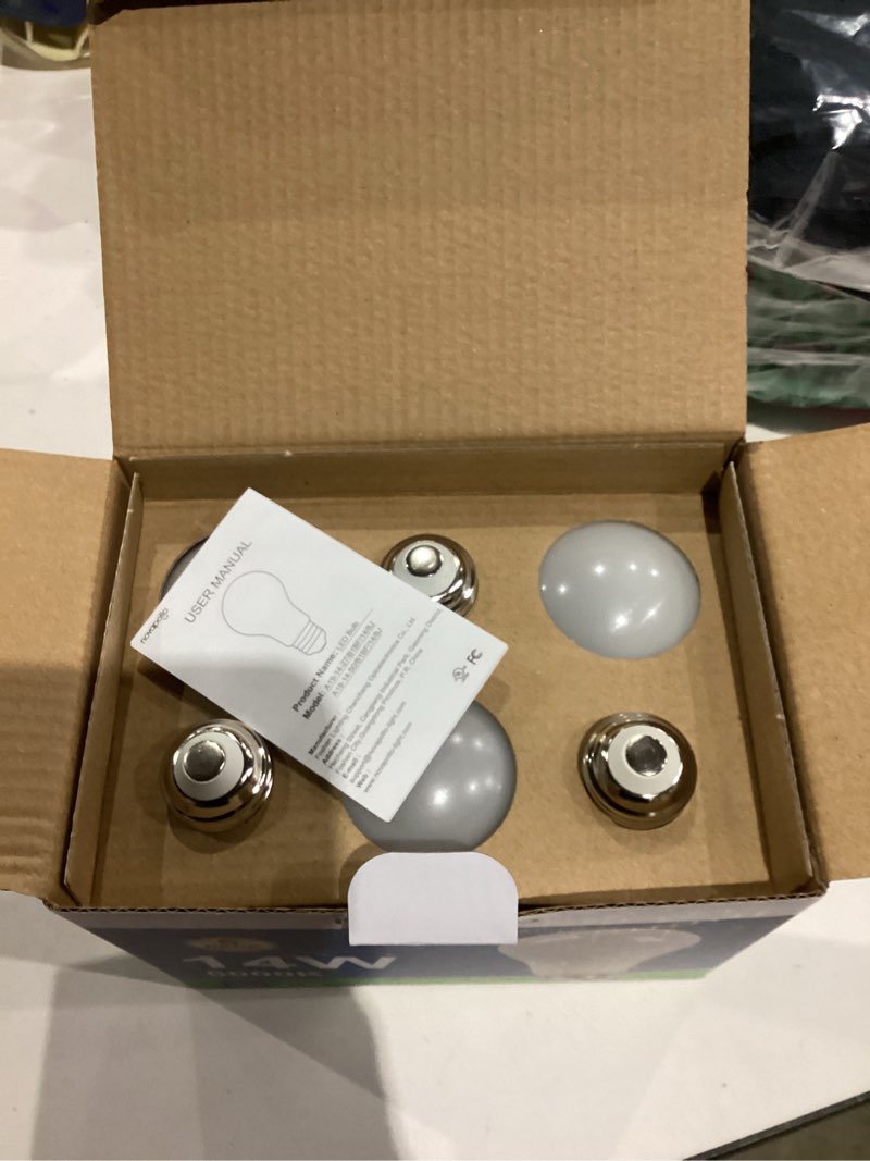 Condition photo showing New/Like New for LED Light Bulbs, A19 100 Watt Equivalent LED Bulbs, E26 Standard Base, Daylight White 5000K Energy Saving Lightbulbs, 14W 1500LM Non-Dimmable, 10,000 Hour Lifetime, 6-Pack 14w/5000k/1500lm 6PK