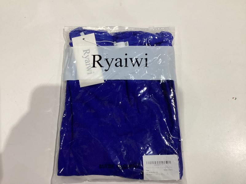 Condition photo showing New/Like New for Slim Fit Women Short Sleeve Shirt Crew Neck Fitted Tight Tee Shirt Basic Ribbed Knit Top Going Out Workout Outfits XXLarge Royal Blue