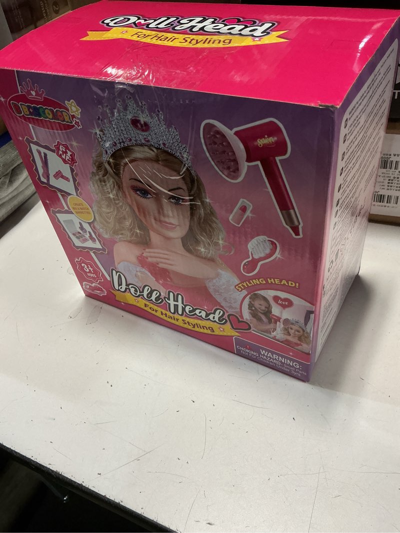 Condition photo showing New/Like New for cleboen hair styling doll head makeup kit for girls toys - kids hair salon pretend playset with hair