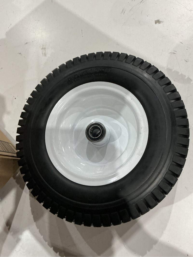 Condition photo showing Good Condition for 2pcs 13x5.00-6 flat free tire wheel set for riding lawn mower tire and wheel