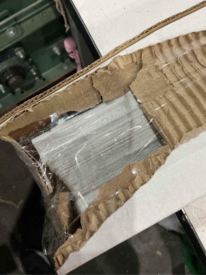 Condition photo showing As Is for project source light filtering 1-in slat width 29-in x 64-in cordless white vinyl light filtering mini-blinds