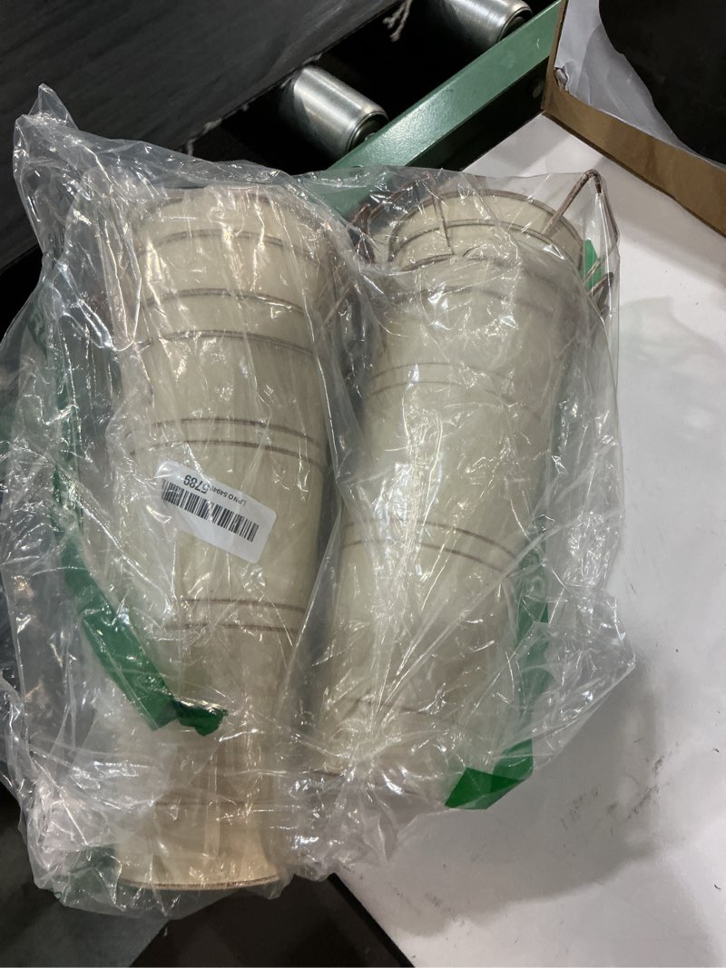 Condition photo showing Good Condition for 8 pack galvanized metal vases for flowers, 9 inch flower bucket with handles, french bucket for home decor table weddings centerpiece decorations, beige
