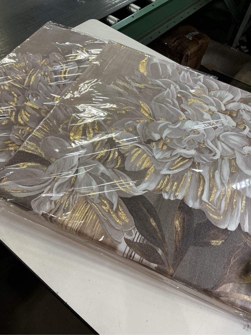 Condition photo showing Good Condition for Goldfoilart Flower Wall Art Floral Decor Modern White Blooming Pictures with Gold Foil Paintings Framed Artwork for Living Room Bedroom Kitchen Decorations 24" x 24" x 2 Pcs White Flowers 24x24 Inchx2 pcs