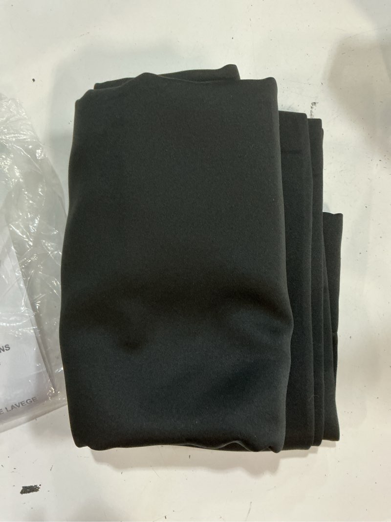 Condition photo showing As Is for joydeco blackout curtains for bedroom 120 inch long 2 panels, room darkening grommet drapes, thermal insulated black out drapes, black curtains for living room black 52"w x 120"l (pack of 2)