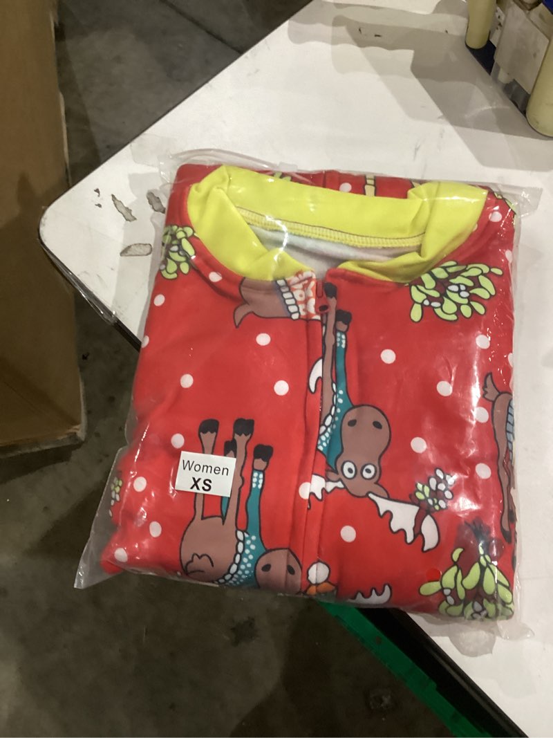 Condition photo showing New/Like New for VNVNE Women's One Piece Onsie Print Sleepwear Ugly Christmas Pajamas Jumpsuit Rompers Clubwear Nightwear X-Small Red