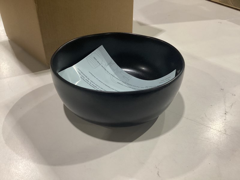 Condition photo showing New/Like New for amorarc stoneware cereal bowls for kitchen, 28oz large ceramic soup bowls set of 4 for meal, oven, microwave&dishwasher safe kitchen bowls with wavy rim, matte black set of 4 matte black