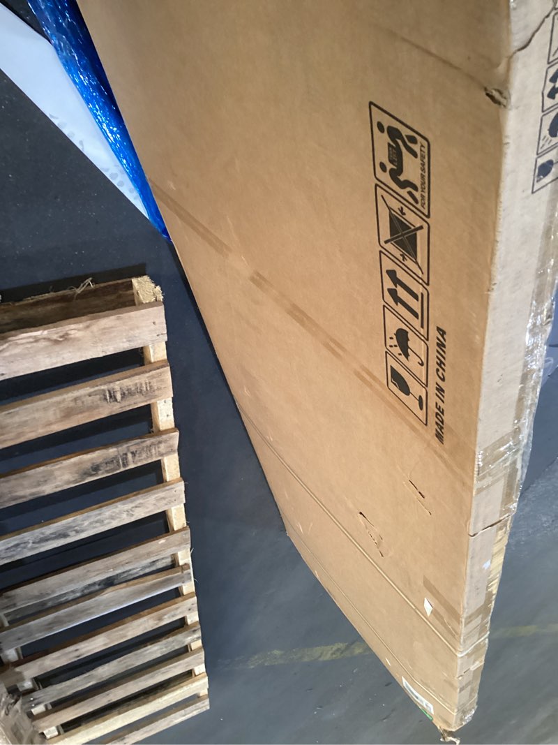 Condition photo showing As Is for 24"x 80" Interior Slab Door, 5-Lite Glass French Door Slab, Pre-Assembled White Primed Solid Core Panel w/o Prehung Jamb, for Pantry Closet Laundry Bedroom Bathroom Office 24 in x 80 in