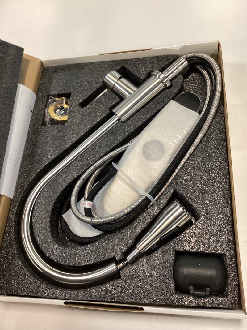 Condition photo showing Good Condition for Kitchen Faucet with Pull-Down Spray Single Handle high arc Commercial Stainless Steel Brushed Nickel Kitchen Sink Faucet with Deck Suitable for bar Laundry RV Farmhouse (Brushed Nickel) Brushed Nickel Standard