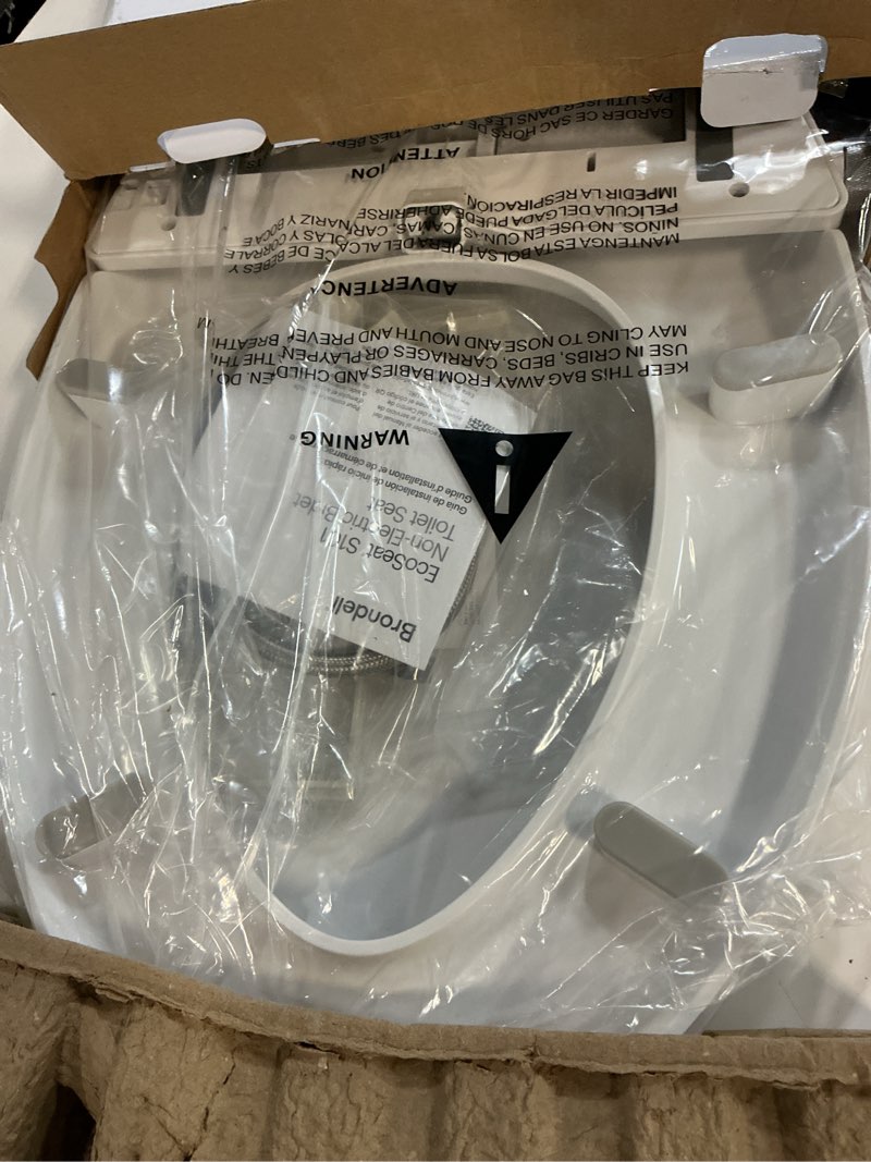Condition photo showing New/Like New for brondell bidet toilet seat non-electric swash ecoseat, fits elongated toilets, white - dual nozzle system, ambient water temperature - bidet with easy installation