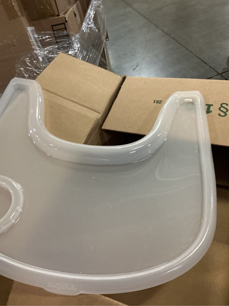 Condition photo showing As Is for high chair tray cover compatible with stokke tripp trapp chair with cup holder - smooth surface and strong suction - made with food-safe plastic (bpa bps bpf lead phthalate free) - clear