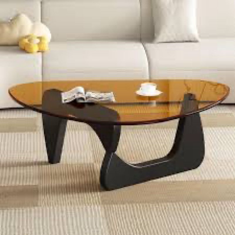Modern Glass Coffee Table for Living Room mid Century Small Coffee Table Stylish Coffee Tables, Suitable for Bedroom Living Room Reception Office Tables?black/Brown?Small? black/Brown Small 32.2 * 22.4 * 16in