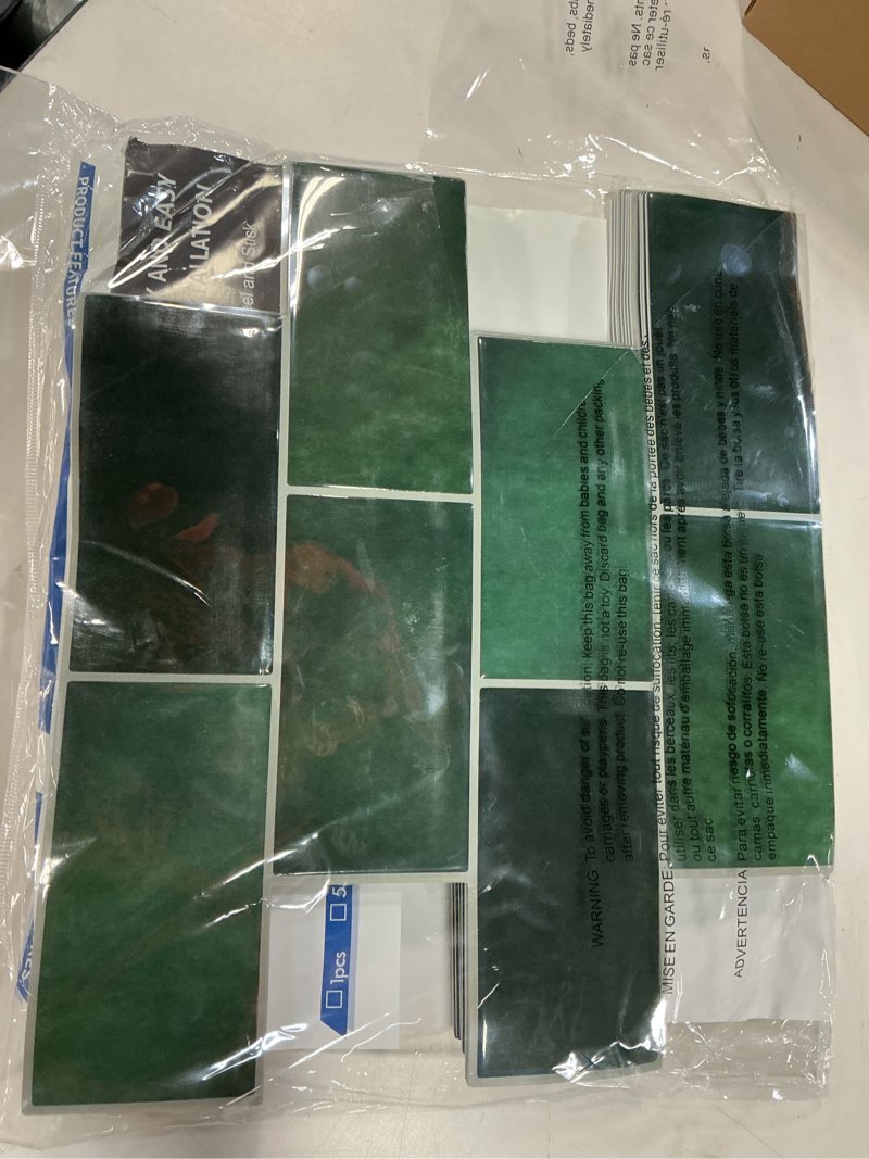 Condition photo showing New/Like New for 10 sheet thicker subway tiles dark green peel and stick backsplash,12.6"x10.6" self adhesive wall tile stick on splashback for kitchen and bathroom