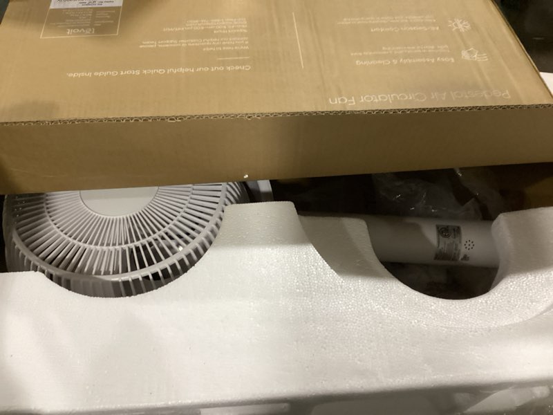 Condition photo showing As Is for Levoit Standing Fan for Bedroom, CirculAir 120° Oscillating, Quiet 20dB, 9 Speeds, 4 Modes, DC Motor, 2 in 1 Pedestal & Tabletop, 82ft, Remote Control, Sensor, 9H Timer, 908CFM Ultra-High Airflow Modern