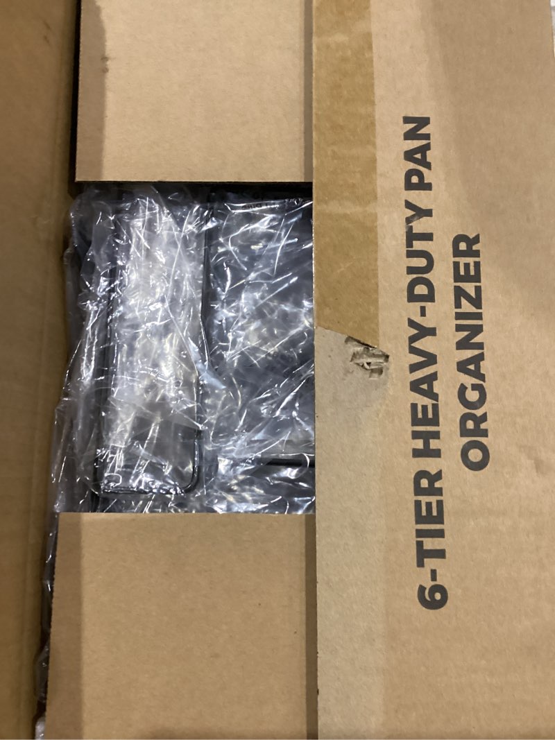 Condition photo showing New/Like New for ORDORA 6-Tier Pots and Pans Organizer under Cabinet, Kitchen Cabinet Organizers and Storage, Heavy Duty Pots and Pan Storage Rack Organizer inside Cabinet, Adjustable Pot Rack S-13.78"H-HeavyDuty