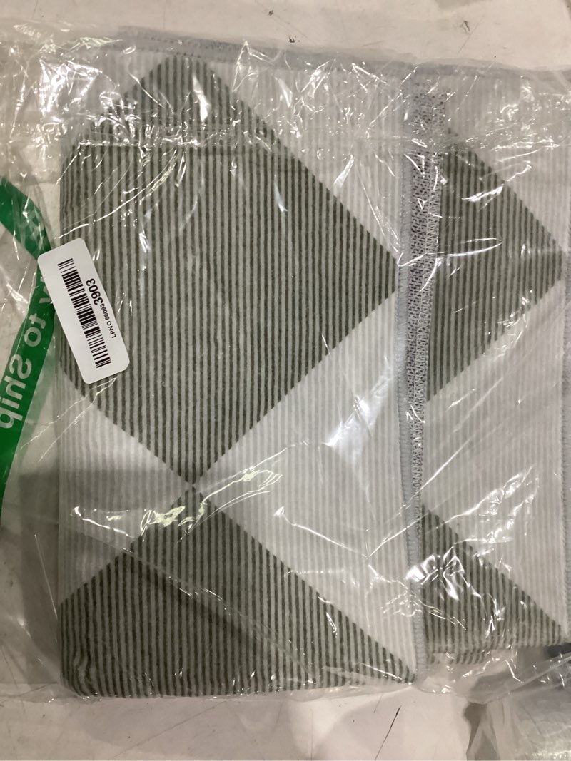 Condition photo showing New/Like New for boho striped front door mat outside entrance 2x4.3,green and white washable porch rug runner,cotton hand woven indoor outdoor rugs,foldable farmhouse layered door mats for entryway 2'x4.3' green