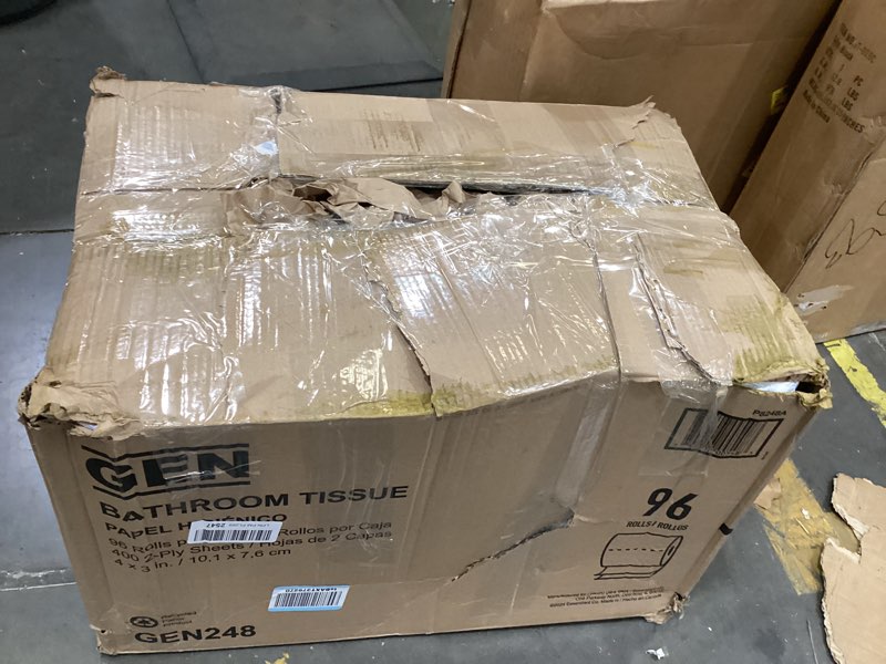 Condition photo showing Good Condition for gen standard bath tissue, white toilet paper, 2-ply, 4 x 3, 400 sheets/roll, individually wrapped, commercial case of 96 rolls, fits standard-roll dispensers, strong and reliable