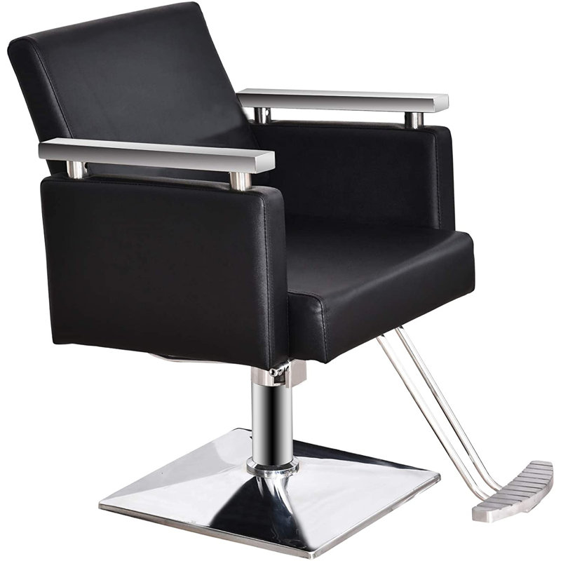 28" Wide Swivel Salon Chair, Hydraulic Pump Barber Chair, Faux Leather