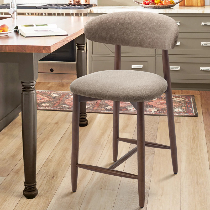 Upholstered 25'' Counter Stool with Solid Wood Frame
