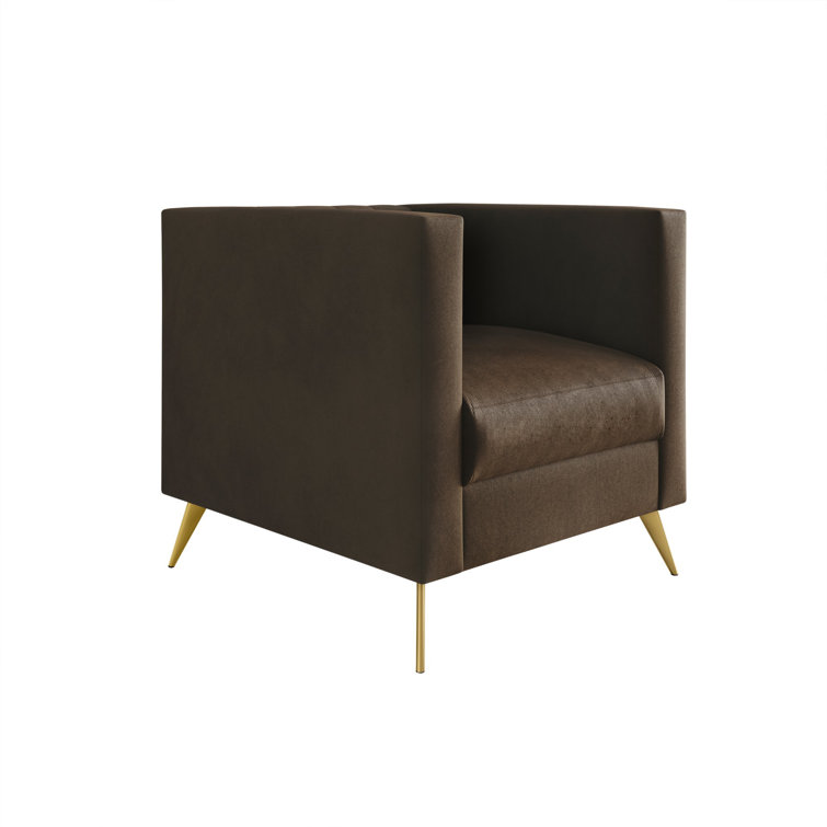 Weiss Velvet Square Arm Chair