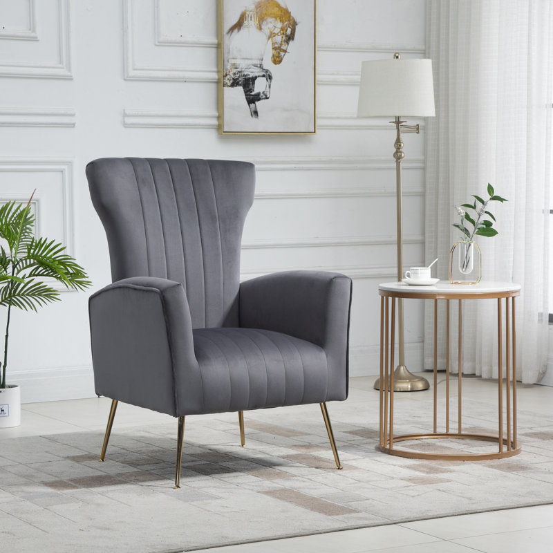 Velvet Wingback Chair