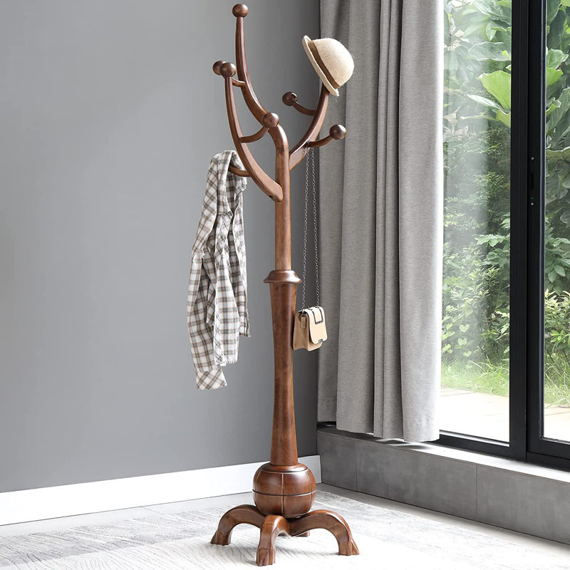 Janiya Solid Wood Freestanding 8 - Hook Coat Rack
