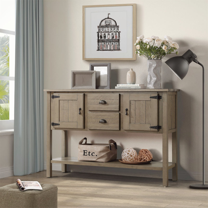 Retro Style Solid Wood Console Table with Abundant Storage and Long-lasting Quality