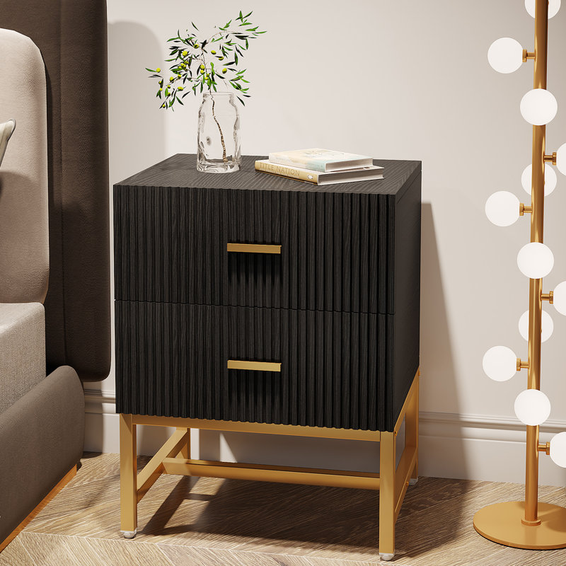 Modern Nightstand with 2 Drawers, Bedside Table