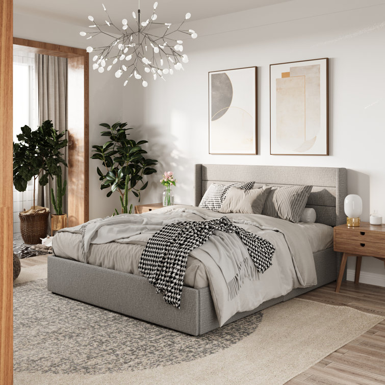(Incomplete) Braya Hydraulic Lift Up Storage Upholstered Platform Bed