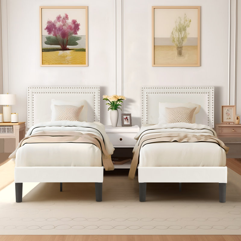 (Frame Only) Cadena Upholstered Metal Platform Bed 