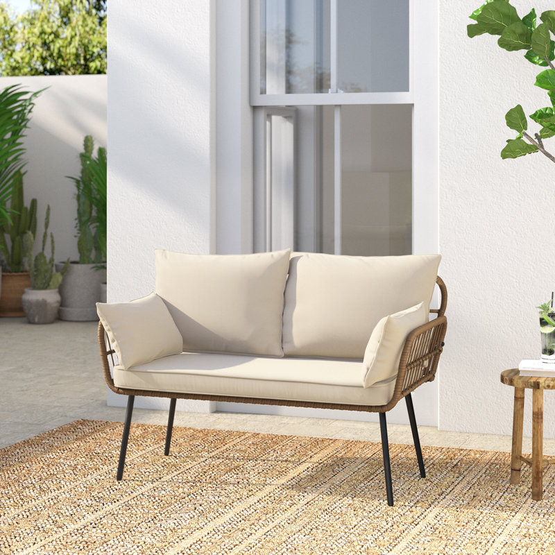 ( color Light gray) Hednesford 51.2'' Polyethylene (PE) Wicker Outdoor Loveseat