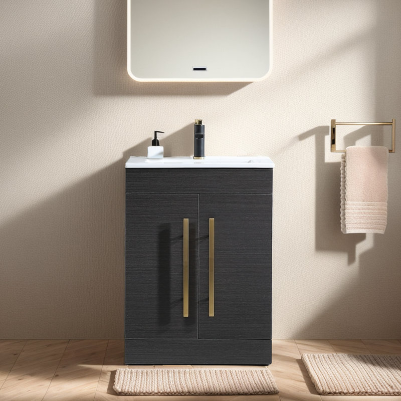 (Sink only) 24'' Modern Free-Standing 2-Doors Single Bathroom Vanity