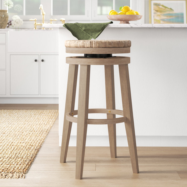 Granville Swivel Solid Wood Woven Seat Bar & Counter Stool